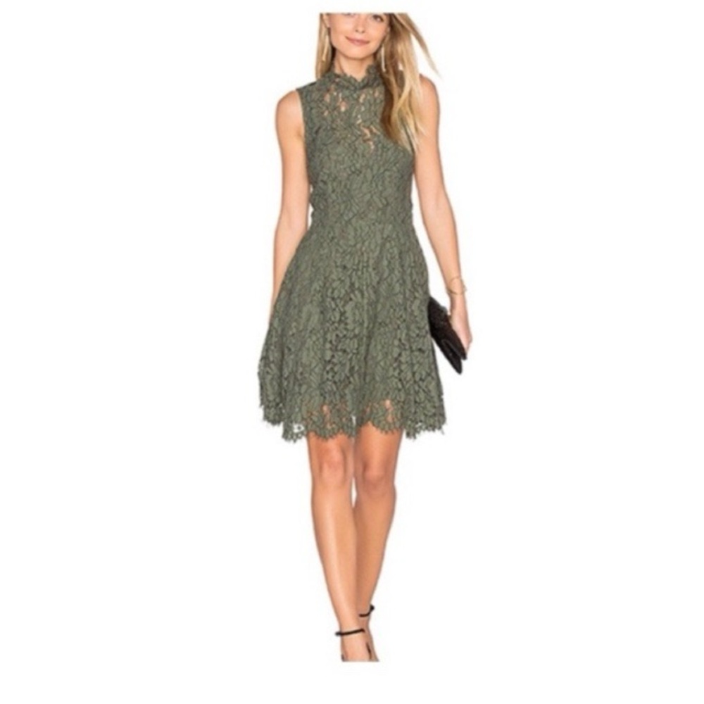 Keepsake The Label Eyelash‎ Lace Mock Neck Mini Dress NWT